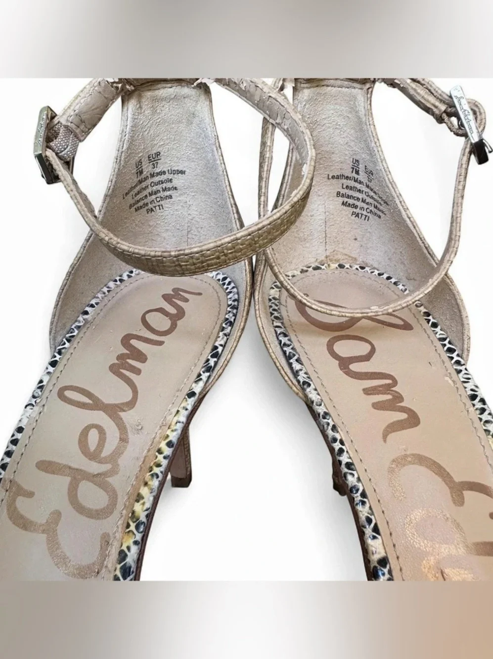 Sam Edelman Patti Snake Print Ankle Strap Heels Size 7M